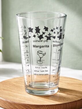 VINTAGE Federal Cocktail Drink Recipe Glass with 5 Recipes Black Print - 6” tall